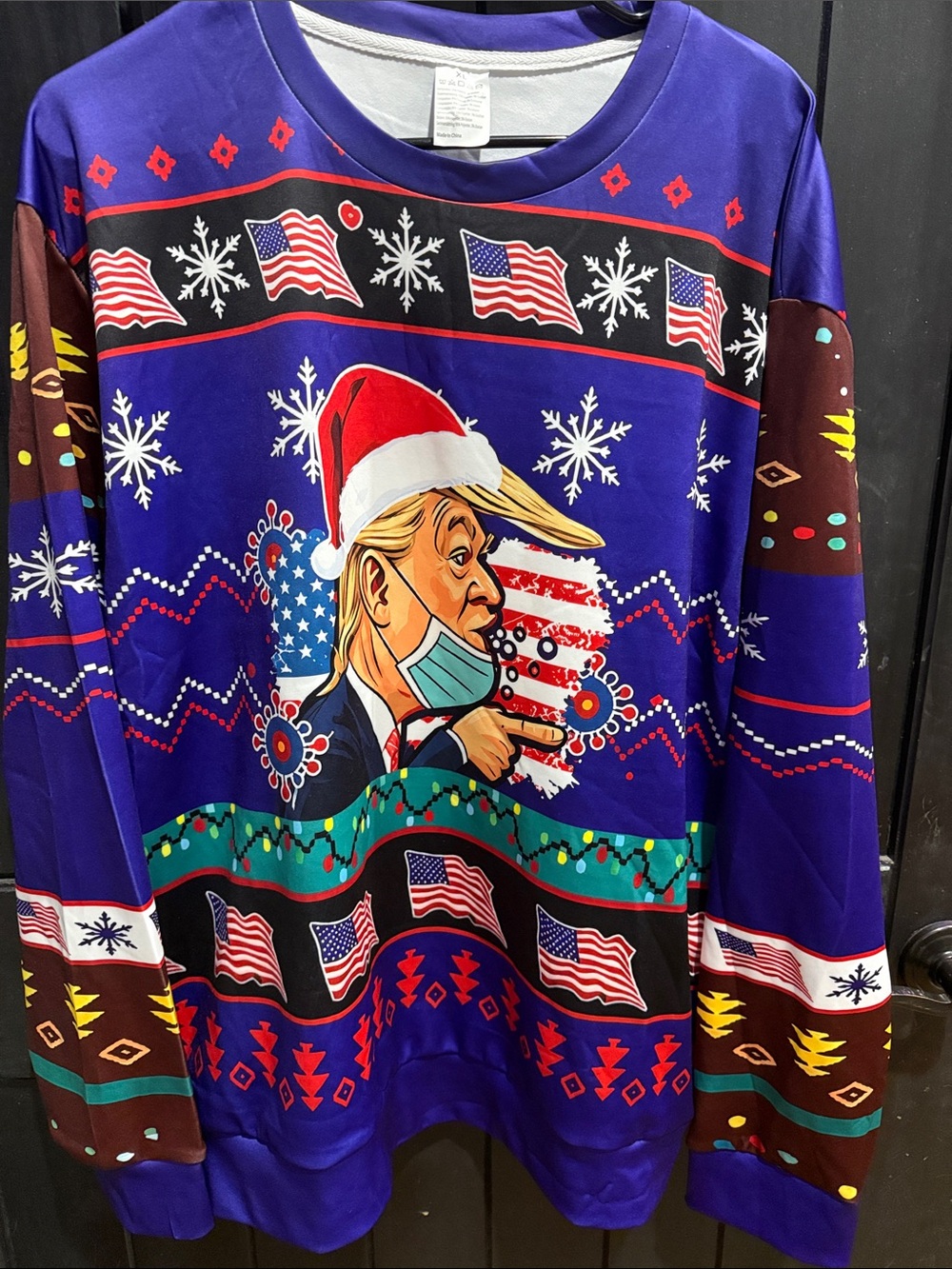 Men's Crewneck Holiday Graphic Sweater - Purple Novelty Pullover